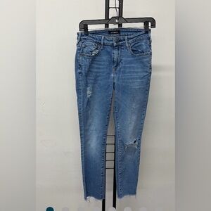True Religion Light Blue Distressed Cropped Jeans